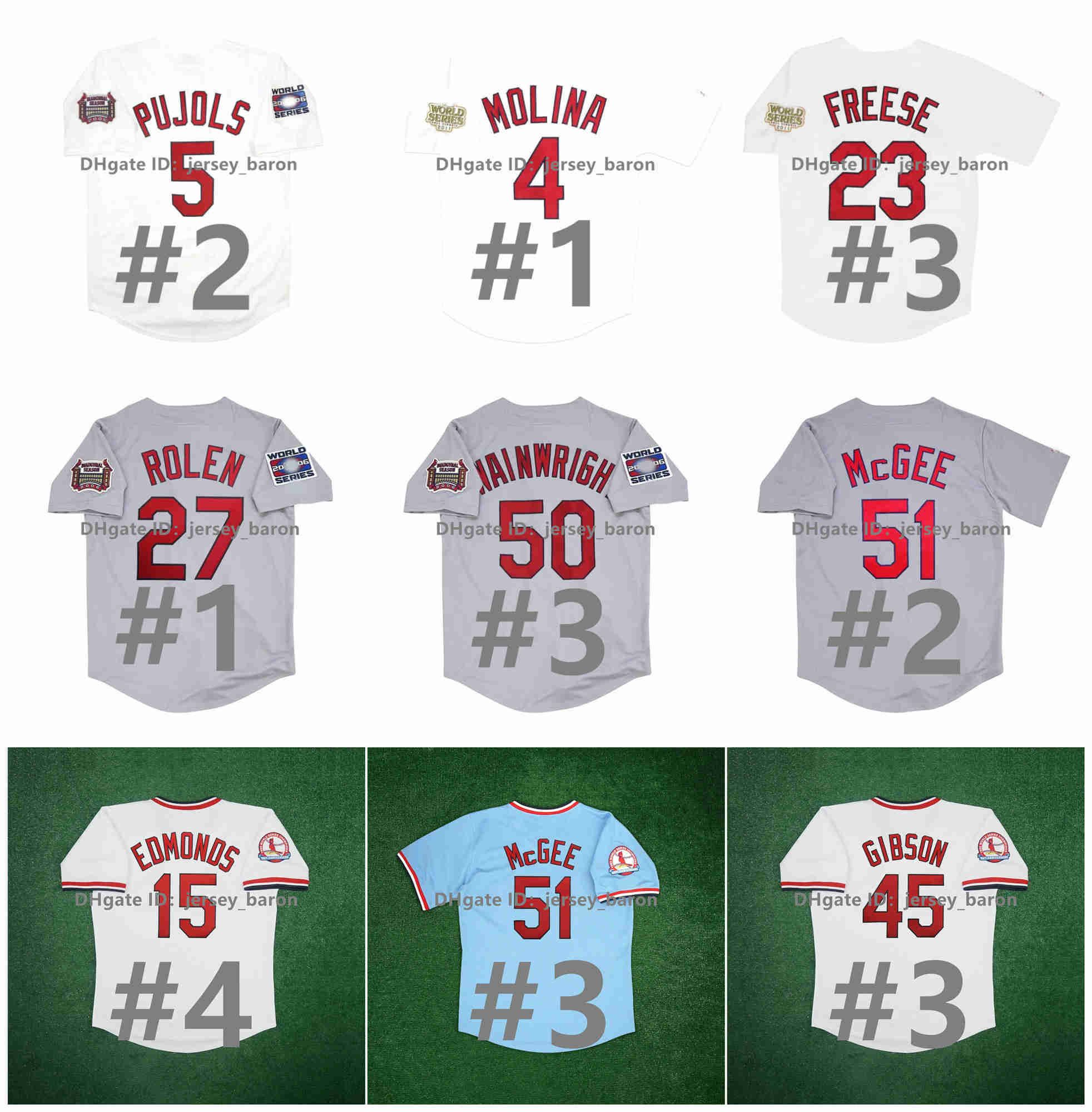 Vintage 2011 2006 World Series Baseball Jersey Albert Pujols Bob Gibson Yadier Molina Matt Holliday Jim Edmonds David Freese David Eckstein, As pic
Vintage 2011 2006 World Series Baseball Jersey Albert Pujols Bob Gibson Yadier Molina Matt Holliday Jim Edmonds David Freese David Eckstein, As pic