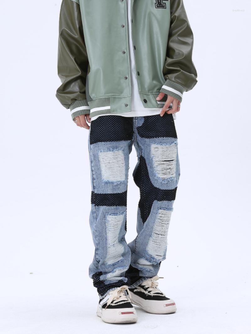 Men' Jeans 2022 Mesh Irregular Patchwork Slim Hip Hop Destroy Wash Knee Hole Ripped Jean Pant For Men Streetwear Casual Clothing, Black
Men' Jeans 2022 Mesh Irregular Patchwork Slim Hip Hop Destroy Wash Knee Hole Ripped Jean Pant For Men Streetwear Casual Clothing, Black