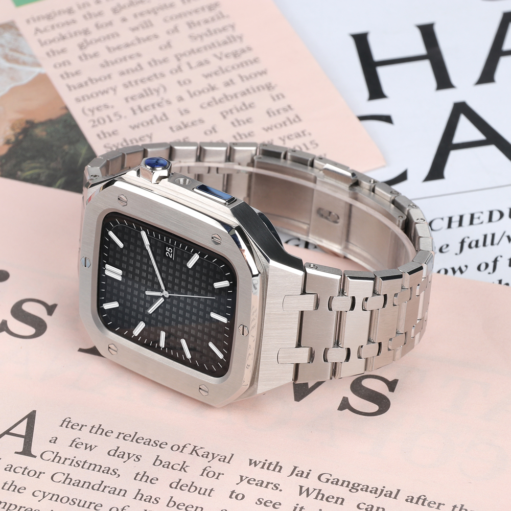 for Watch Cases Luxury Premium Stainless Steel AP Modification Kit Protective Case Band Strap Cover iwatch 44mm 45mm1631169