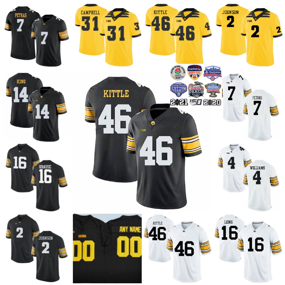 NCAA Football Iowa Hawkeyes 46 George Kittle Jerseys Spencer Petras Kaleb Johnson Leshon Williams Jack Campbell Desmond King Paul Krause Chuck Long Kinnick College, Black
NCAA Football Iowa Hawkeyes 46 George Kittle Jerseys Spencer Petras Kaleb Johnson Leshon Williams Jack Campbell Desmond King Paul Krause Chuck Long Kinnick College, Black