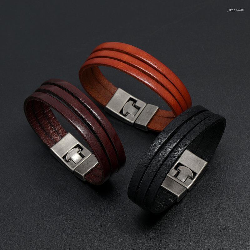 Charm Bracelets Classic Stainless Steel Leather Bracelet Men Fashion Multi-layer Design For Jewelry Gift Drop
Charm Bracelets Classic Stainless Steel Leather Bracelet Men Fashion Multi-layer Design For Jewelry Gift Drop
