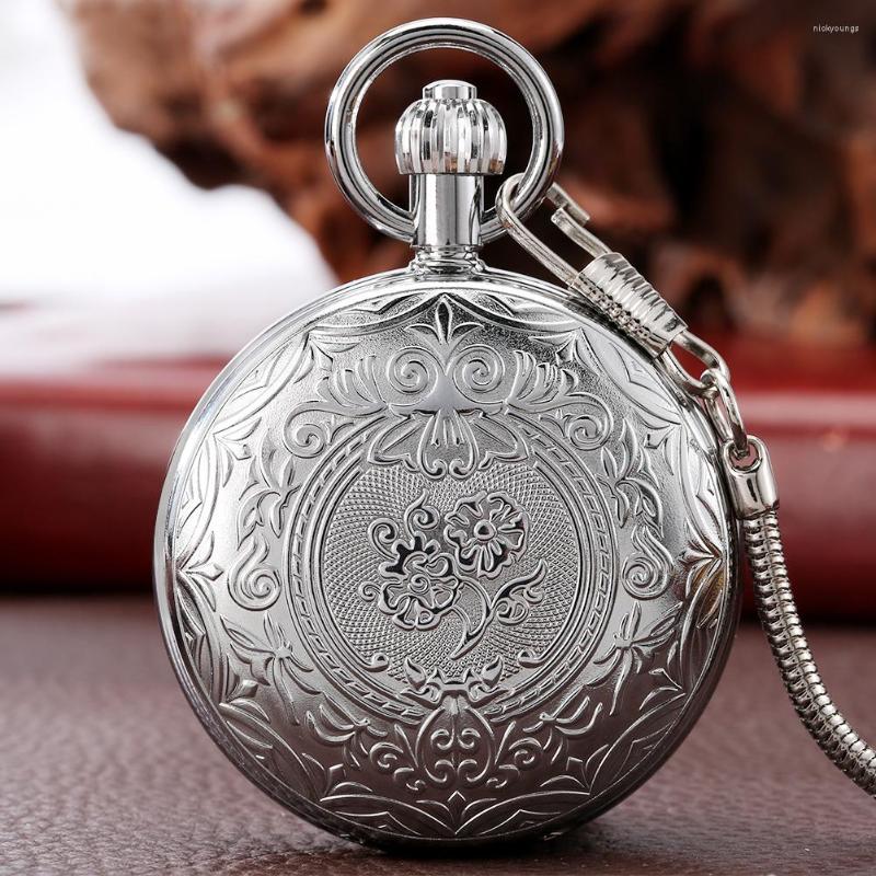 Pocket Watches Silver Mechanical Watch Flower Pattern Copper Shell Automatic Winding Retro Pendant Clock Blue Roman Numeral, Pattern a
Pocket Watches Silver Mechanical Watch Flower Pattern Copper Shell Automatic Winding Retro Pendant Clock Blue Roman Numeral, Pattern a