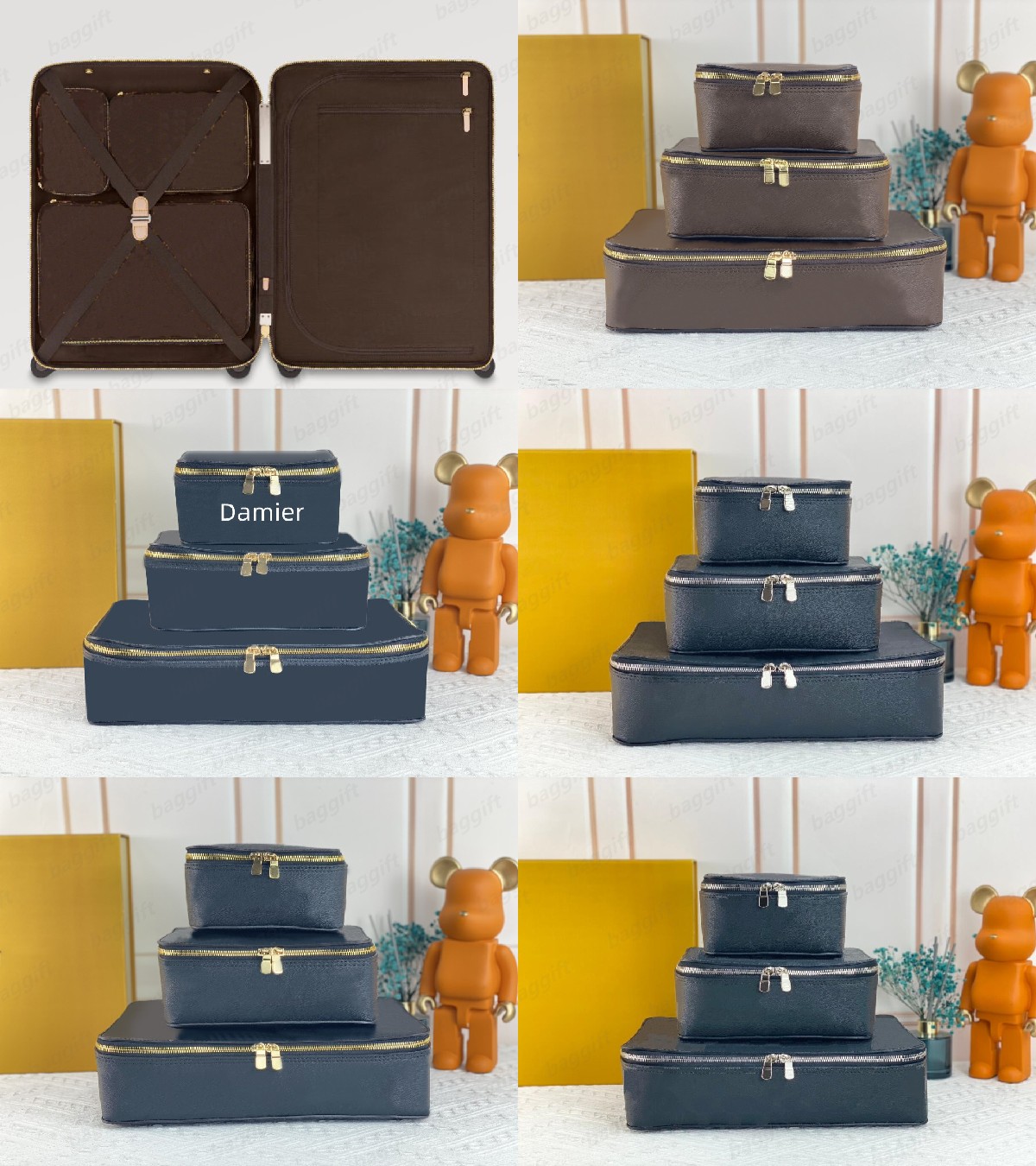 PACKING CUBE PM GM MM Bag Storage Jewelry gift Box Luggage-box Cosmetic Monograms Canvas trunk inner boxes Suitcase Multi-Size Travel Purse M43690 M43689 M43688, Black check gold zipper
PACKING CUBE PM GM MM Bag Storage Jewelry gift Box Luggage-box Cosmetic Monograms Canvas trunk inner boxes Suitcase Multi-Size Travel Purse M43690 M43689 M43688, Black check gold zipper