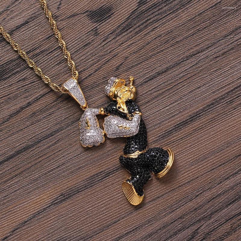 Pendant Necklaces Men Hip Hop Bling Cartoon Movie Popeye Gold Color CZ Crystal Necklace Chain Jewelry
Pendant Necklaces Men Hip Hop Bling Cartoon Movie Popeye Gold Color CZ Crystal Necklace Chain Jewelry