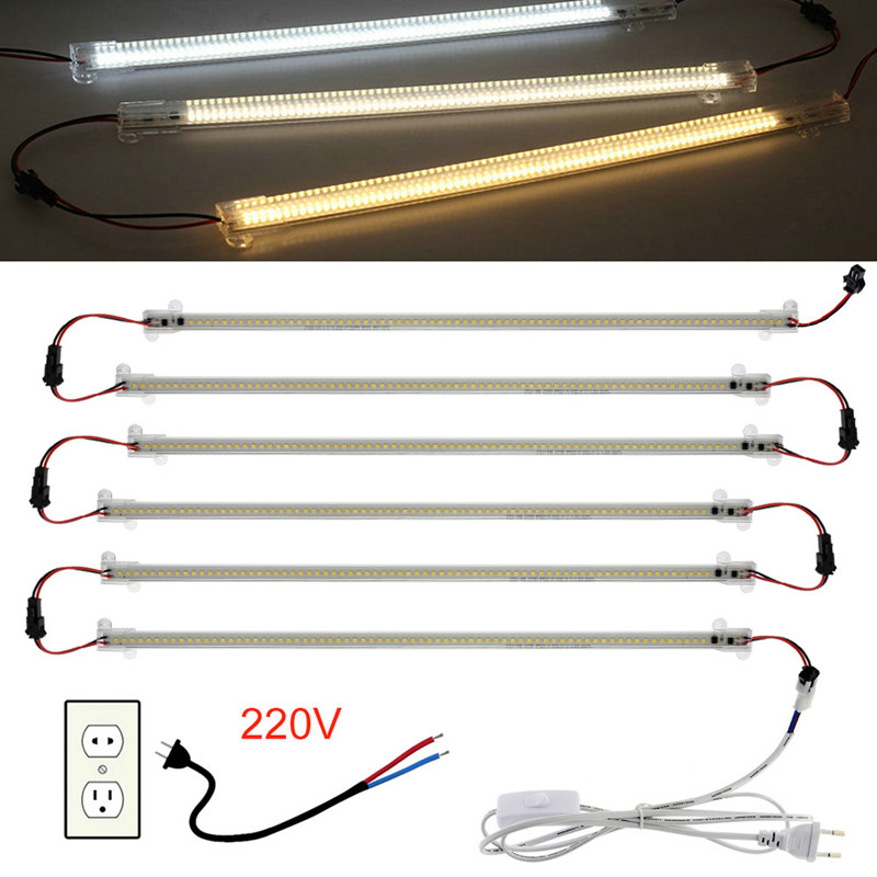 2pcsX SMD2835 LED Tube Light 50cm 72LEDs Bar Light Rigid Strips Under Cabinets Fluorescent Floodlight for Home Kitchen Wall Decor D2.0