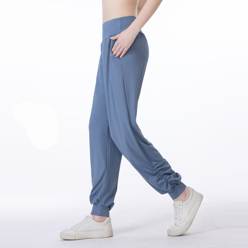 LM Women Jogging Yoga Loose Pocket Joggers Soft High Waist Hip Lift Elastic Casual Pants Drawstring Legs Sweatpants