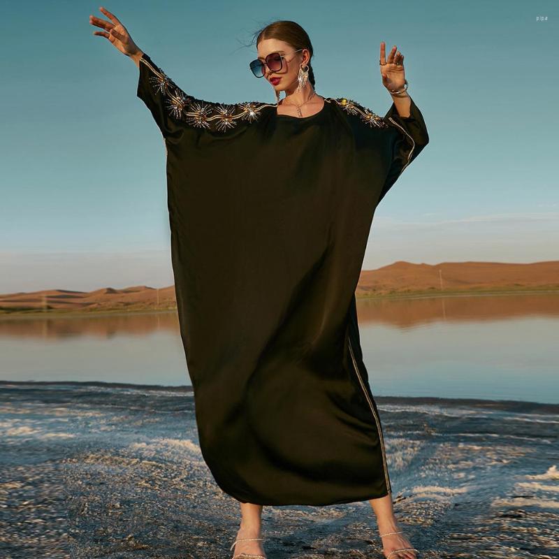 Ethnic Clothing Ramadan Kaftan Satin Maxi Dress Dubai Abaya Arab Bat Sleeve Muslim Evening Gown Islamic Boubou Djellaba Femme 
Ethnic Clothing Ramadan Kaftan Satin Maxi Dress Dubai Abaya Arab Bat Sleeve Muslim Evening Gown Islamic Boubou Djellaba Femme