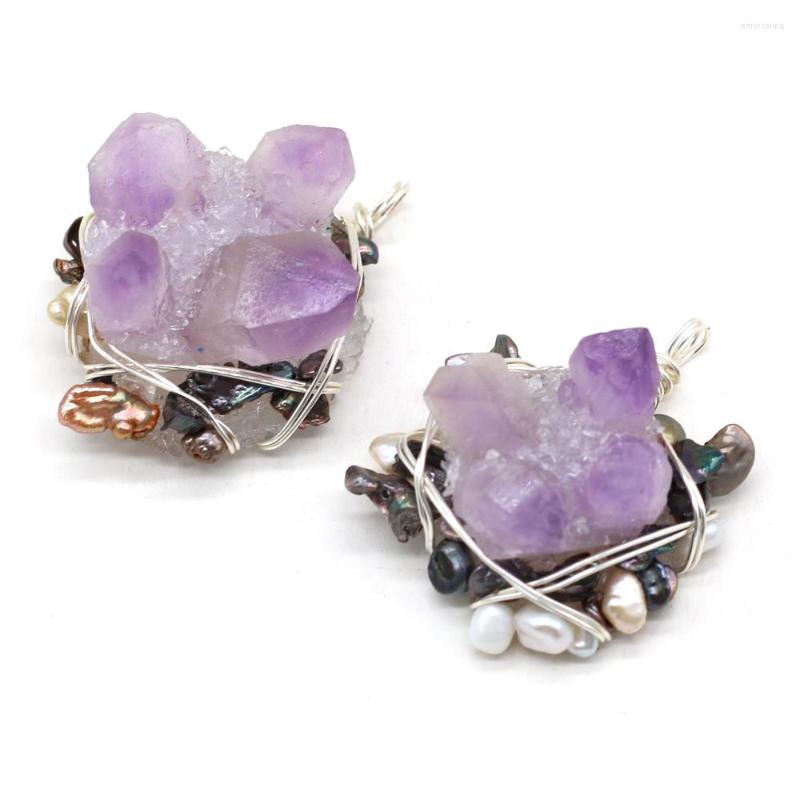 Pendant Necklaces Wholesale 6PCS Natural Stone Pearl Amethyst Crystal Buds Wrapped Around Silver Wire Making Necklace Jewelry Accessories
Pendant Necklaces Wholesale 6PCS Natural Stone Pearl Amethyst Crystal Buds Wrapped Around Silver Wire Making Necklace Jewelry Accessories