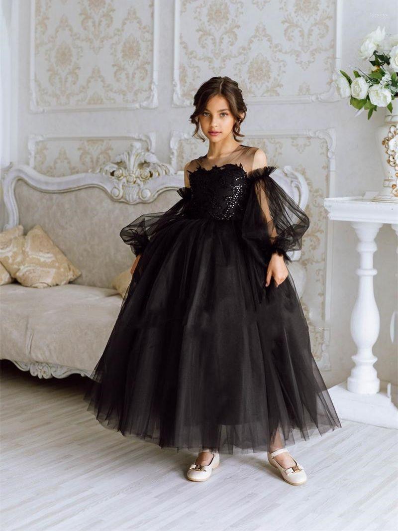 Girl Dresses Black A Line Flower Sequined Tulle Bow Ankle Length Lantern Sleeves Puffy Prom Gown Dress, Auburn
Girl Dresses Black A Line Flower Sequined Tulle Bow Ankle Length Lantern Sleeves Puffy Prom Gown Dress, Auburn