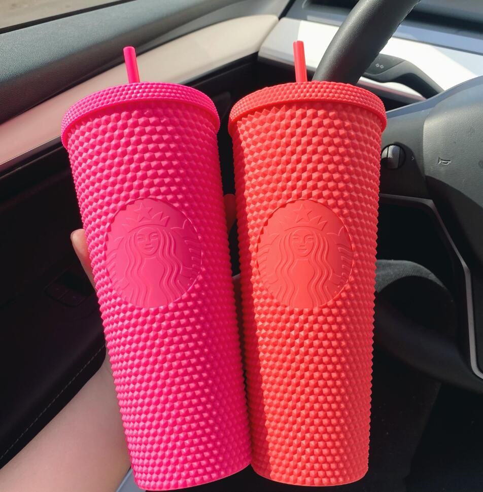 24oz Personalized gs With Iridescent Bling Rainbow Unicorn Studded Cold Cup Tumbler Coffee g with Straw Reusable Clear GC0921 Free shipping