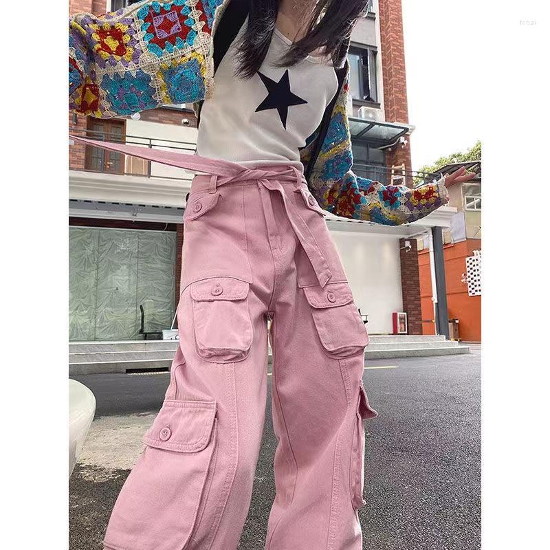 Women' Jeans High Street Ins Pink Cargo Woman Style Beauty Retro Loose Waist Casual Hip Hop Straight Leg Wide Trousers
Women' Jeans High Street Ins Pink Cargo Woman Style Beauty Retro Loose Waist Casual Hip Hop Straight Leg Wide Trousers