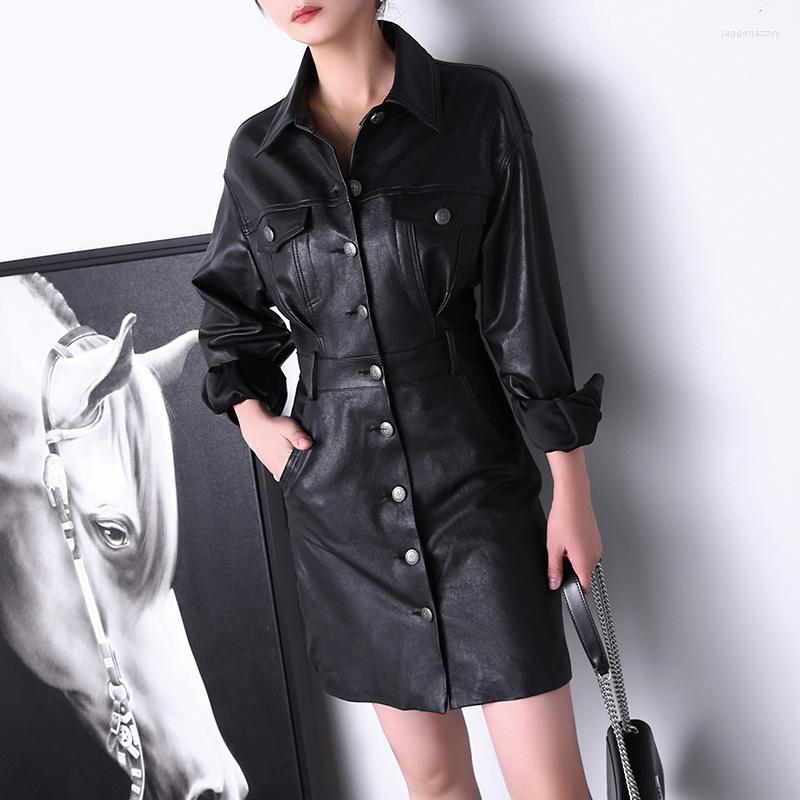 Women's Leather 2022 Spring Autumn Women's Long Genuine Shirt Short Sleeves Fashion Dress Coat Lady Sheepskin Outerwear TF3939, Black
Women's Leather 2022 Spring Autumn Women's Long Genuine Shirt Short Sleeves Fashion Dress Coat Lady Sheepskin Outerwear TF3939, Black