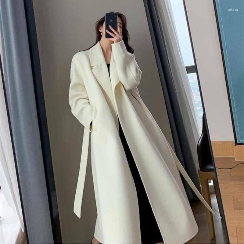 Women' Wool 2022 Winter Women Elegant White X-Long Blend Coat With Belt Solid Color Long Sleeve Outerwear Ladies Thicken Overcoat JH64
Women' Wool 2022 Winter Women Elegant White X-Long Blend Coat With Belt Solid Color Long Sleeve Outerwear Ladies Thicken Overcoat JH64