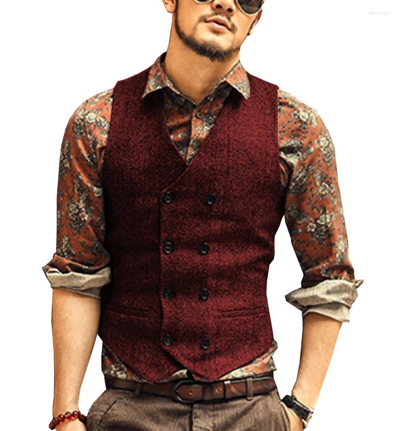 Men's Vests Burgundy Men's Double-breasted Vest Slim Fit Woolen/Tweed Suit Casual Top Quality Herringbone Pattern Waistcoat For Wedding, Black
Men's Vests Burgundy Men's Double-breasted Vest Slim Fit Woolen/Tweed Suit Casual Top Quality Herringbone Pattern Waistcoat For Wedding, Black