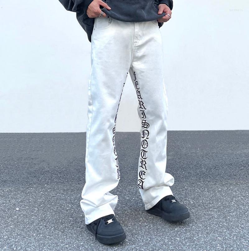 Men' Jeans 2022 Brand Vintage Hip Hop Gothic Letter Embroidery Flared Men Streetwear Black White
Men' Jeans 2022 Brand Vintage Hip Hop Gothic Letter Embroidery Flared Men Streetwear Black White