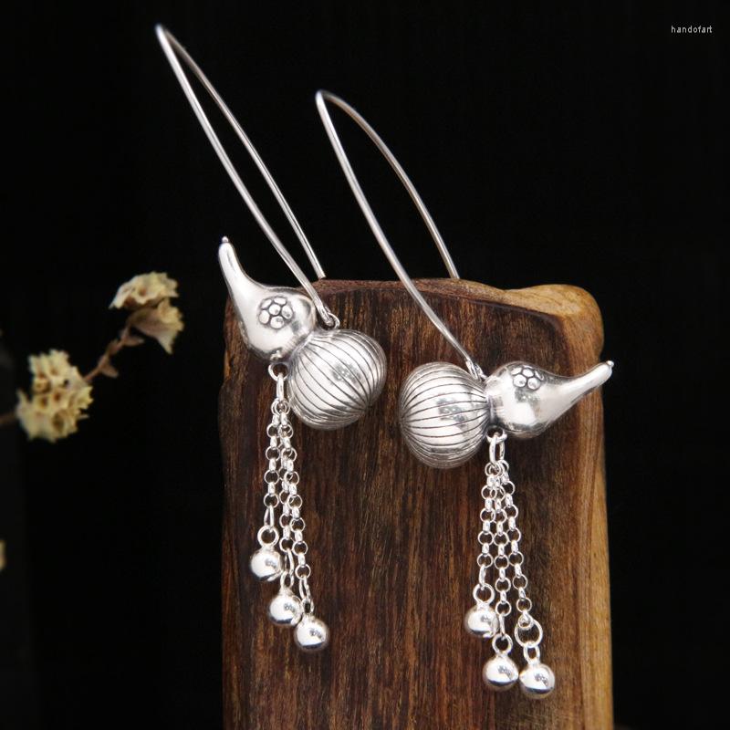 Hoop Earrings Real S925 Sterling Silver National Style Fulu Double Full-Length Gourd Tassel MeibaPJ Exquisite Party Jewelry
Hoop Earrings Real S925 Sterling Silver National Style Fulu Double Full-Length Gourd Tassel MeibaPJ Exquisite Party Jewelry