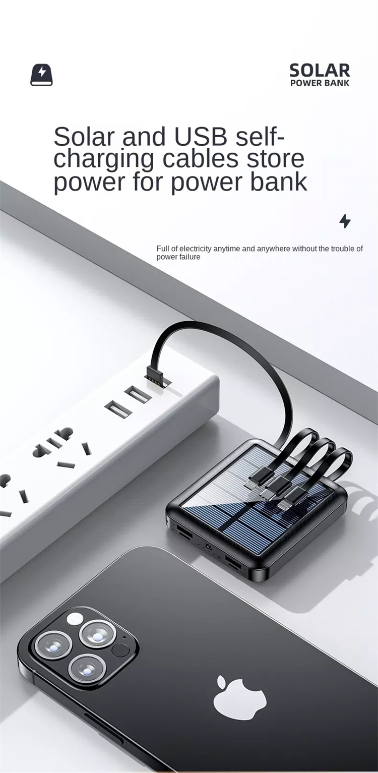 MINI Solar Power Bank panels Charger 10000mah with USB micro type-C fast Charging LED Flashlight easy Portable Hot Sales Style Waterproof Manufacturer
MINI Solar Power Bank panels Charger 10000mah with USB micro type-C fast Charging LED Flashlight easy Portable Hot Sales Style Waterproof Manufacturer