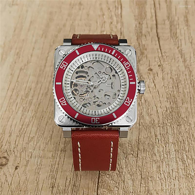 Wristwatches NH70 Movement Mechanical Watch Men's Sapphire Wristwatch Genuine Leather Strap Hollow Square 42mm Green Luminous, Style 3
Wristwatches NH70 Movement Mechanical Watch Men's Sapphire Wristwatch Genuine Leather Strap Hollow Square 42mm Green Luminous, Style 3