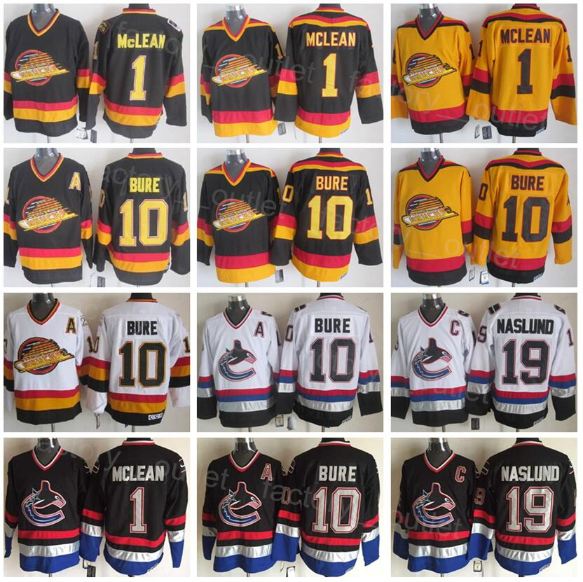 Throwback Vancouver Retro Canucks Hockey 10 Pavel Bure Jersey 1 Kirk Mclean 19 Markus Naslund Vintage Black White Yellow Team Stitching For Sport Fans Breathable
Throwback Vancouver Retro Canucks Hockey 10 Pavel Bure Jersey 1 Kirk Mclean 19 Markus Naslund Vintage Black White Yellow Team Stitching For Sport Fans Breathable