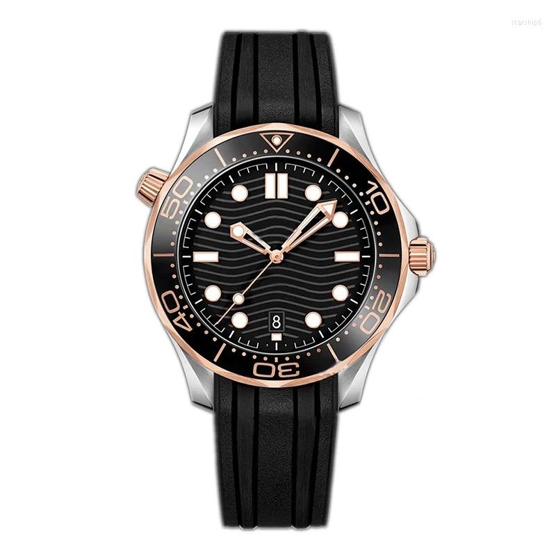 Wristwatches Classic Mens Automatic Mechanical Watch Rose Gold Black Blue Rubber Ceramic Bezel
Wristwatches Classic Mens Automatic Mechanical Watch Rose Gold Black Blue Rubber Ceramic Bezel