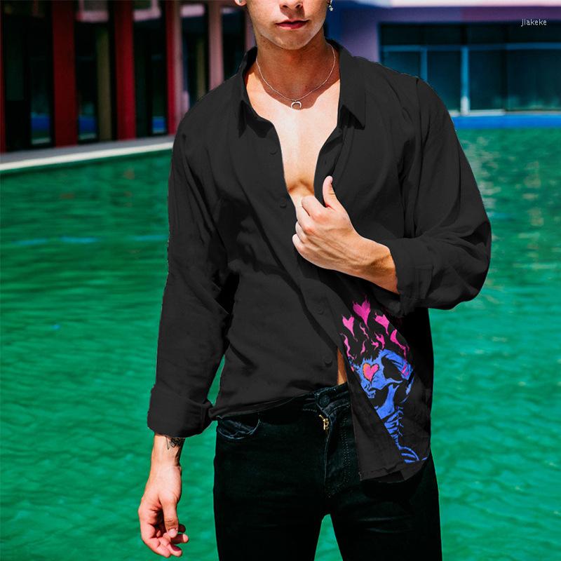 Men' Casual Shirts Men' Shirt Spring Autumn Long Sleeve Slim Lapel Single Breasted High Street Blended Fashion Skull Love Print, Black
Men' Casual Shirts Men' Shirt Spring Autumn Long Sleeve Slim Lapel Single Breasted High Street Blended Fashion Skull Love Print, Black