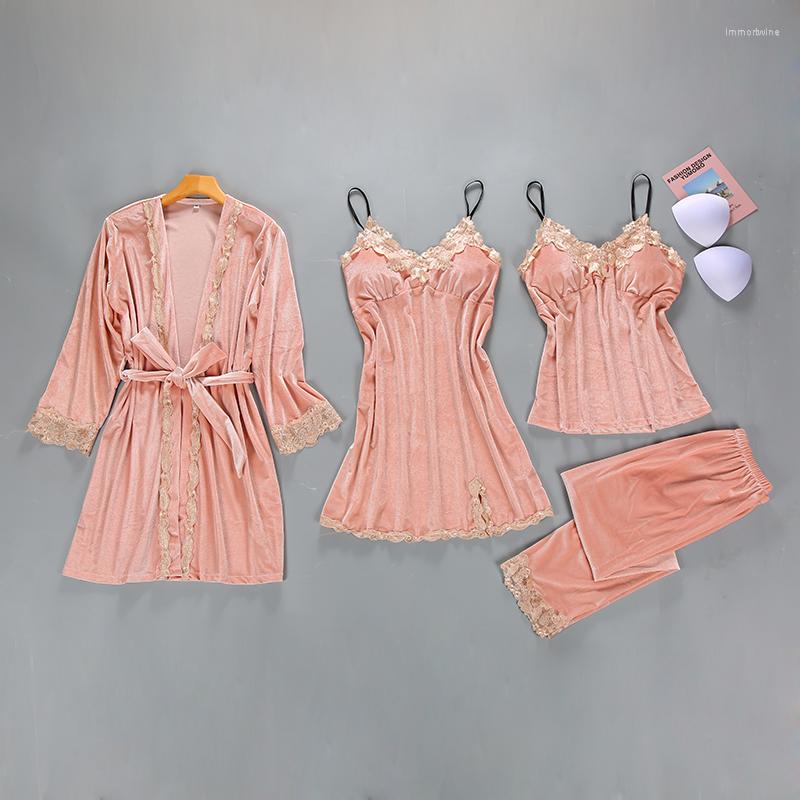 Women's Sleepwear Women Sexy Velour Set 4 Pieces Robe Nightdress Slip Top Pant Lace Bathrobe Autumn Winter Nightwear Homewear, Gray
Women's Sleepwear Women Sexy Velour Set 4 Pieces Robe Nightdress Slip Top Pant Lace Bathrobe Autumn Winter Nightwear Homewear, Gray