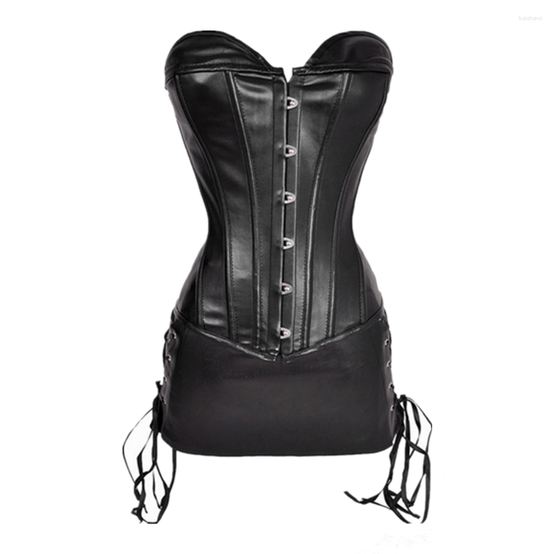 Bustiers & Corsets Women Sexy Steampunk Lace Up PU Faux Leather Overbust And Mini Skirt Set Body Shaper Corset Dress, Black
Bustiers & Corsets Women Sexy Steampunk Lace Up PU Faux Leather Overbust And Mini Skirt Set Body Shaper Corset Dress, Black