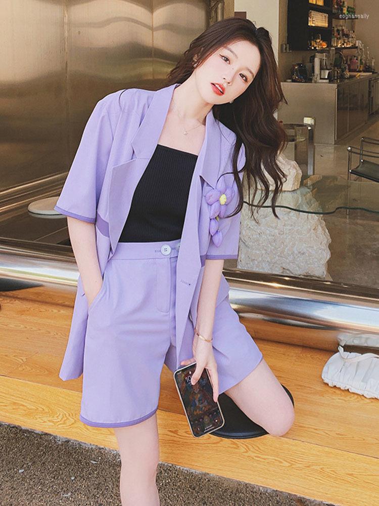 Women' Tracksuits 2022 Summer Short Sleeve Stitching Blazer Coat With Shorts Korean Style Female Two Pieces Purple Sets Fashion G704
Women' Tracksuits 2022 Summer Short Sleeve Stitching Blazer Coat With Shorts Korean Style Female Two Pieces Purple Sets Fashion G704