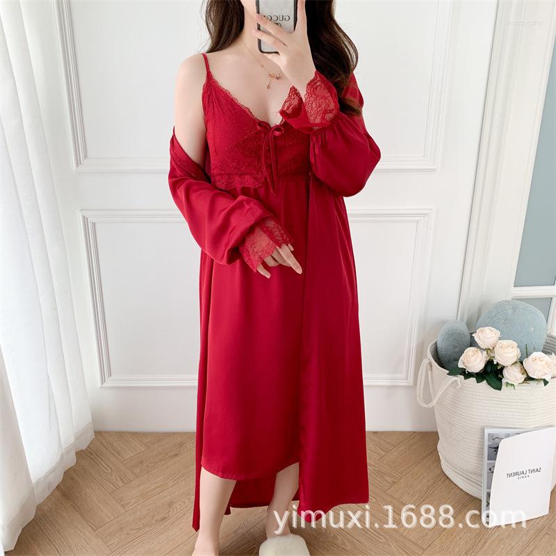 Women's Sleepwear Spring Summer Style Nightdress Women's Ice Silk Sexy Belt Cushion Lace Court Long French Sling Dress Lady Nightgown, Green
Women's Sleepwear Spring Summer Style Nightdress Women's Ice Silk Sexy Belt Cushion Lace Court Long French Sling Dress Lady Nightgown, Green