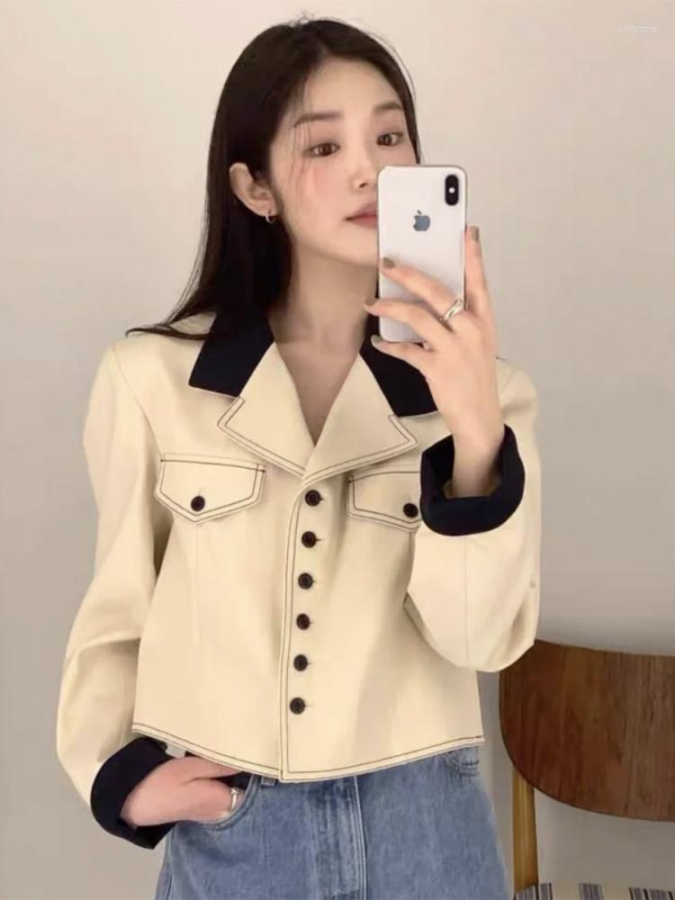 Women's Suits 2022 Autumn Women Coat Contrast Color Lapel Single-breasted Cardigan Suit Top, Bean green
Women's Suits 2022 Autumn Women Coat Contrast Color Lapel Single-breasted Cardigan Suit Top, Bean green