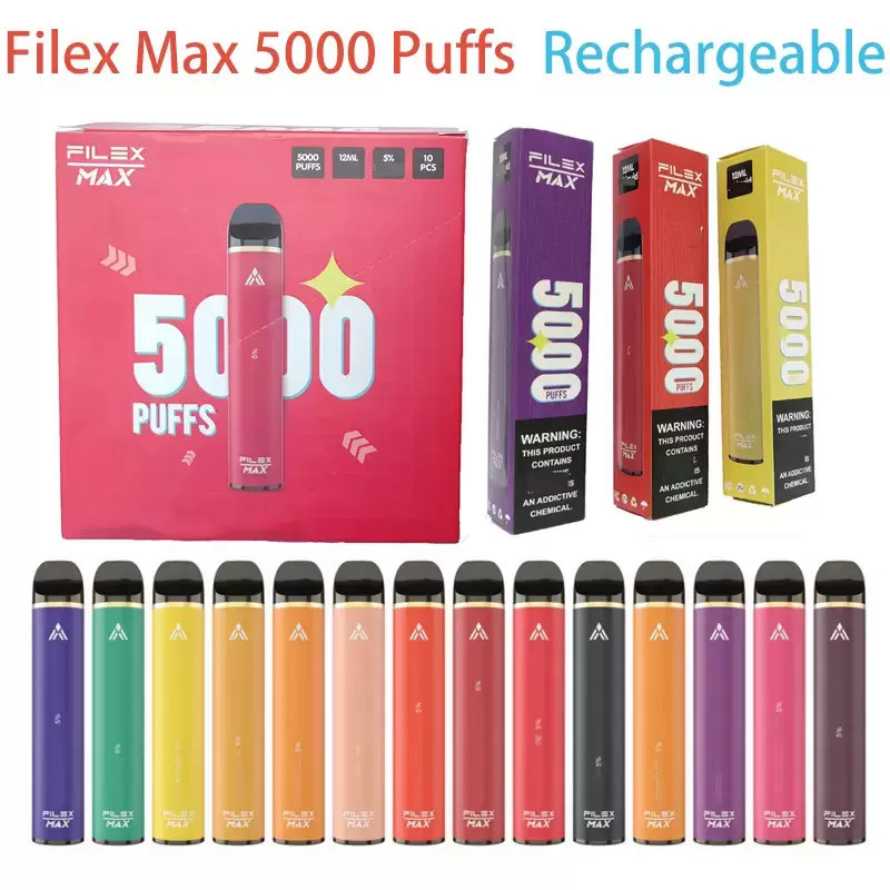 Puff FILex Max 5000 Puffs Disposable Electronic Cigarette 12ml Cartridge with 1000mAh Rechargeable Battery Cigarette
Puff FILex Max 5000 Puffs Disposable Electronic Cigarette 12ml Cartridge with 1000mAh Rechargeable Battery Cigarette