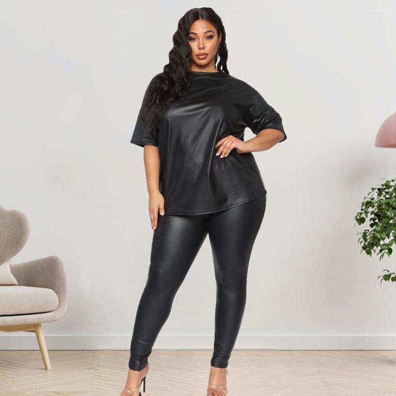 Tracksuits Fashion Pu Plus Size Solid Color Leather Short Sleeved Two Pieces Pants Set Slim Trousers Casual Suit, Black
Tracksuits Fashion Pu Plus Size Solid Color Leather Short Sleeved Two Pieces Pants Set Slim Trousers Casual Suit, Black