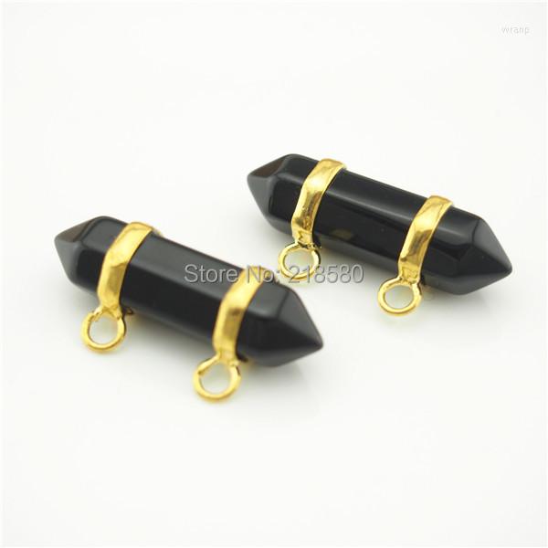 Pendant Necklaces PM13287 Black Onyx Stone Double Terminated Point With Gold Or Silver Electroplated Edging
Pendant Necklaces PM13287 Black Onyx Stone Double Terminated Point With Gold Or Silver Electroplated Edging