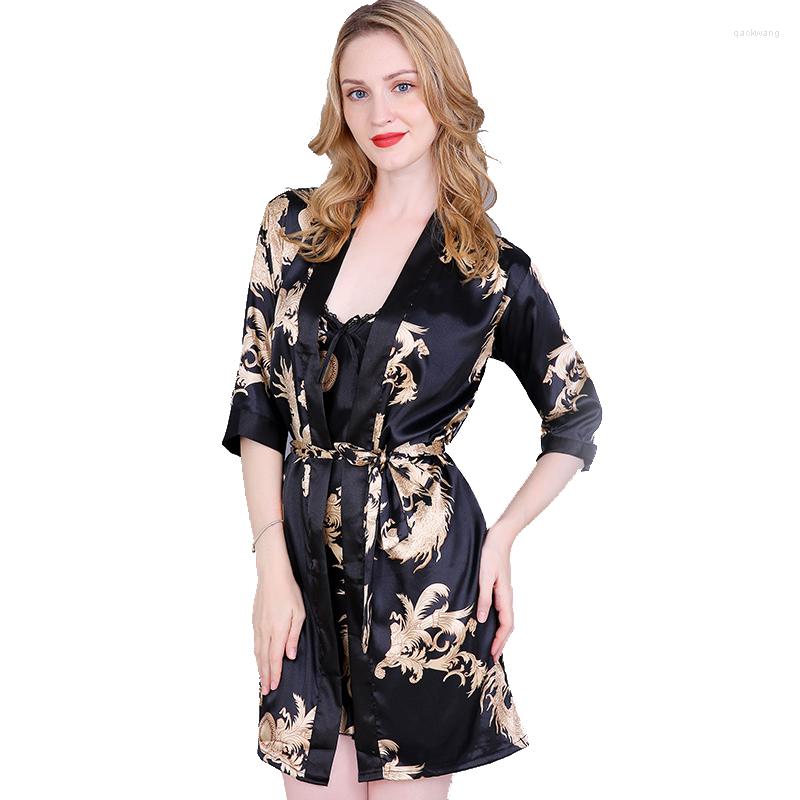 Women's Sleepwear 2PCS Brand Designer Women's Loose Silk Rayon Home Wear Sexy Robe & Gown Sets Mujer Pijamas L XL D128-012, Beige
Women's Sleepwear 2PCS Brand Designer Women's Loose Silk Rayon Home Wear Sexy Robe & Gown Sets Mujer Pijamas L XL D128-012, Beige