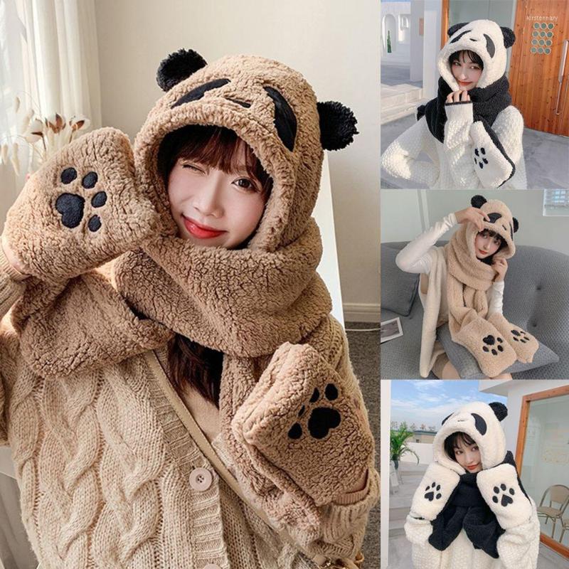 Berets Casual Faux Fur Warm Panda Beanies Caps Hat Scarf Gloves Set Women Plush, White 
Berets Casual Faux Fur Warm Panda Beanies Caps Hat Scarf Gloves Set Women Plush, White