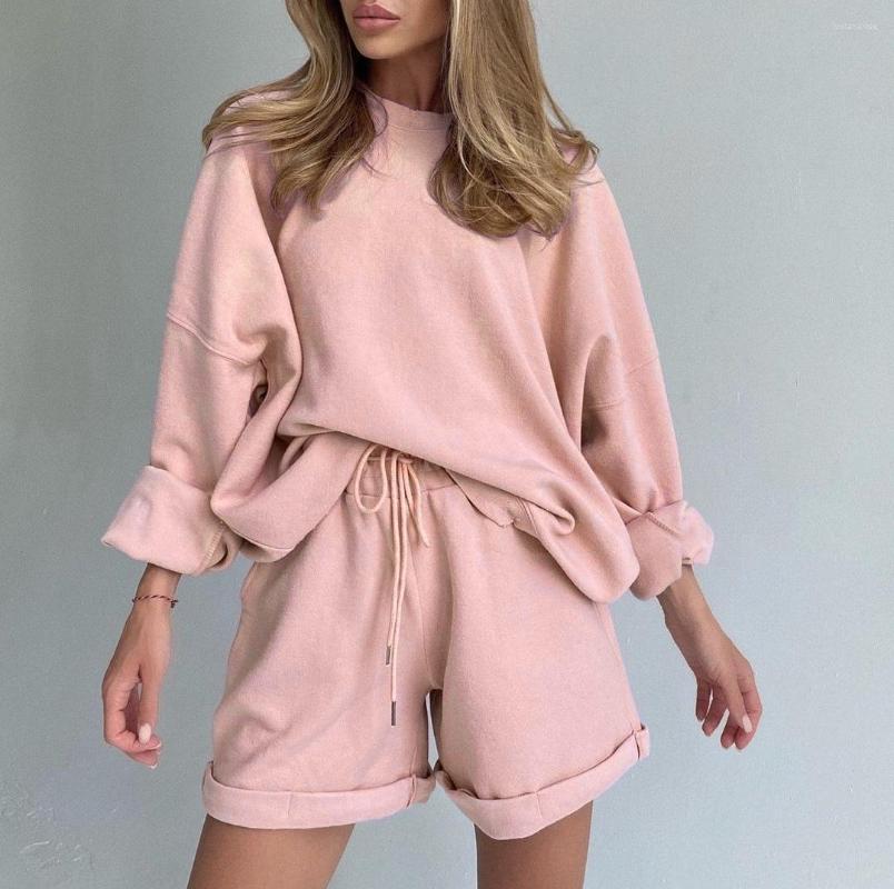Women' Tracksuits Women Y2k Long Sleeve Suits Spring Fashion Round Neck Solid Color Top Loose Shorts Two-piece Set Casual Suit Sweater, White
Women' Tracksuits Women Y2k Long Sleeve Suits Spring Fashion Round Neck Solid Color Top Loose Shorts Two-piece Set Casual Suit Sweater, White