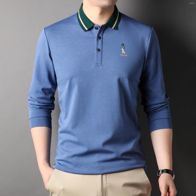Men's Polos Top Grade Men Embroidery Clothes Autumn Mulberry Silk Long Sleeve Polo Shirt Male Casual Turn Down Collar Cotton Tops, Dark blue
Men's Polos Top Grade Men Embroidery Clothes Autumn Mulberry Silk Long Sleeve Polo Shirt Male Casual Turn Down Collar Cotton Tops, Dark blue