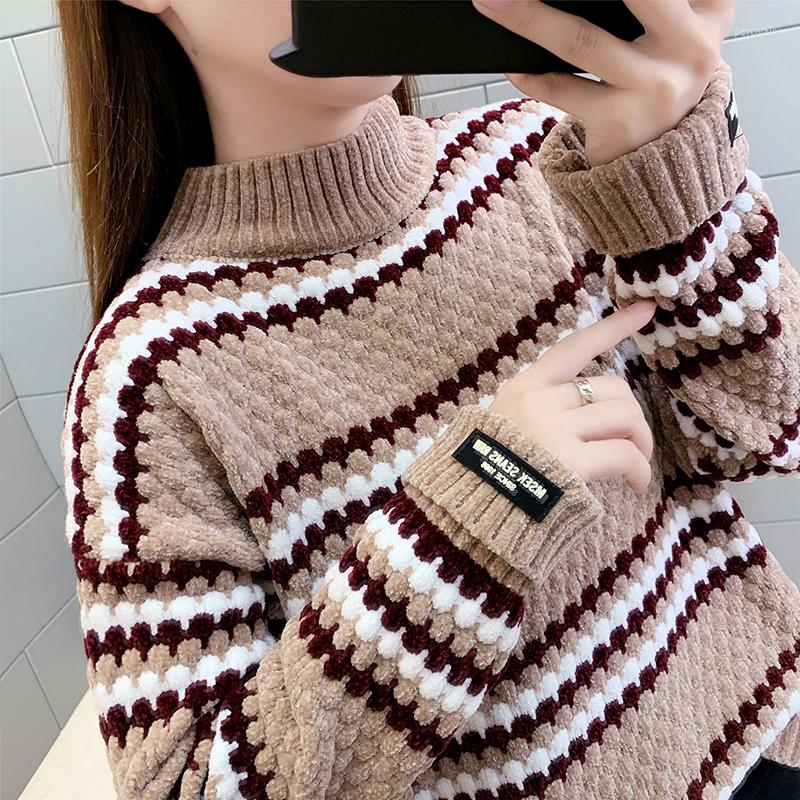 Women' Sweaters Women Sweater High Collar Pullover Vintage Long Sleeve Loose Knitted Winter Female Stripe Big Size NS4683, Green
Women' Sweaters Women Sweater High Collar Pullover Vintage Long Sleeve Loose Knitted Winter Female Stripe Big Size NS4683, Green