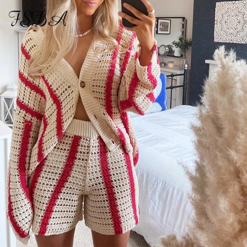 Women's Tracksuits 2022 Spring And Autumn Fashion Products Retro Casual Suit Women's Loose Hollow Striped Lapel Long Sleeve Knit
Women's Tracksuits 2022 Spring And Autumn Fashion Products Retro Casual Suit Women's Loose Hollow Striped Lapel Long Sleeve Knit