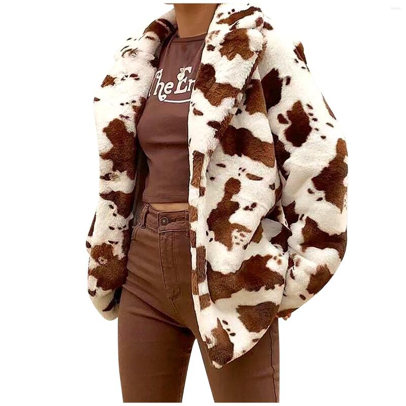 Women' Fur Autumn Winter Fashion Women' Thickened Jacket Cow Print Plush Lapels Long Sleeve Coat Outwear For Women 2022, White
Women' Fur Autumn Winter Fashion Women' Thickened Jacket Cow Print Plush Lapels Long Sleeve Coat Outwear For Women 2022, White
