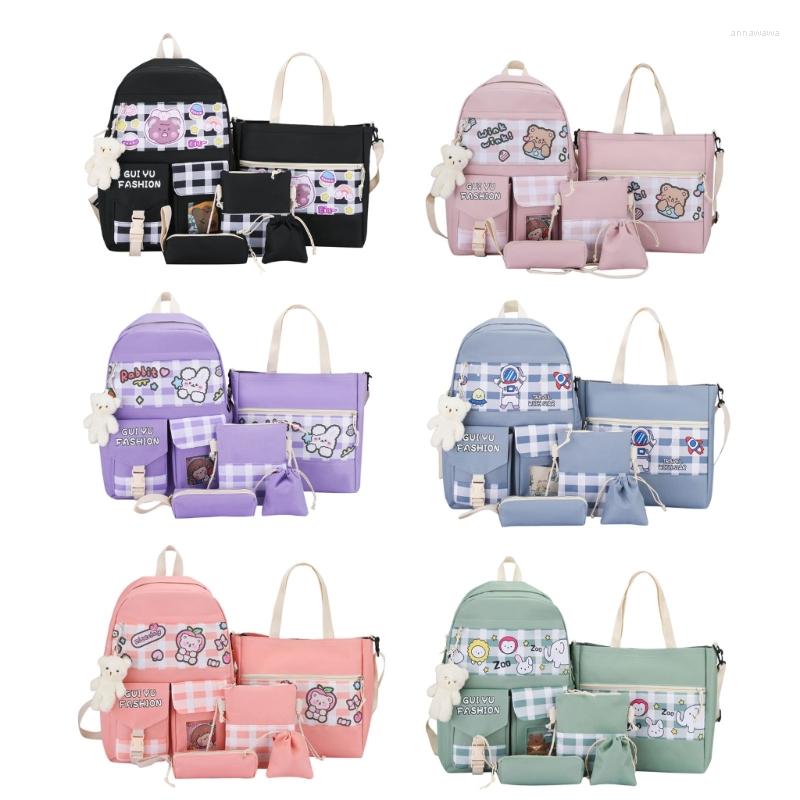 School Bags 5pcs Cute Backpack With Shoulder Bag Handbag Pencil For Case Drawstring Bookbag Teenagers Youth Student, Black
School Bags 5pcs Cute Backpack With Shoulder Bag Handbag Pencil For Case Drawstring Bookbag Teenagers Youth Student, Black