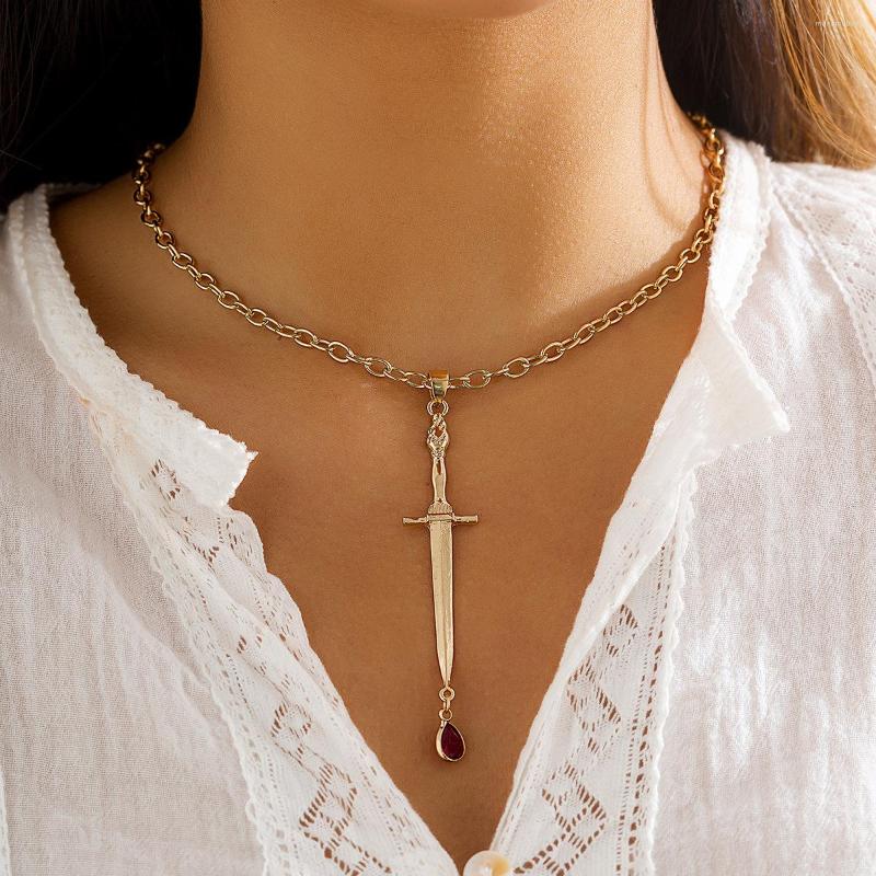 Choker Punk Gothic Men Gold Crystals Sword Necklace Pendant Charm Fantasy Jewelry For Women Blade Slay Fashion Necklaces
Choker Punk Gothic Men Gold Crystals Sword Necklace Pendant Charm Fantasy Jewelry For Women Blade Slay Fashion Necklaces