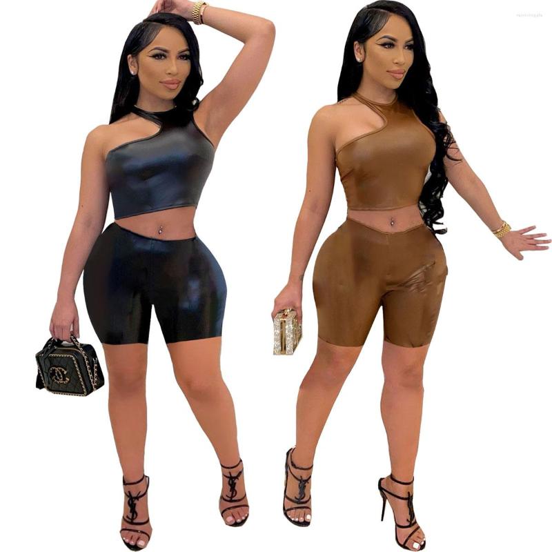 Women' Tracksuits 2022 Summer Sexy Biker Shorts Set Women INS Sleeveless Crop Top PU Two Pieces Skinny High Waist Sets Nightclub Clothes, Black
Women' Tracksuits 2022 Summer Sexy Biker Shorts Set Women INS Sleeveless Crop Top PU Two Pieces Skinny High Waist Sets Nightclub Clothes, Black
