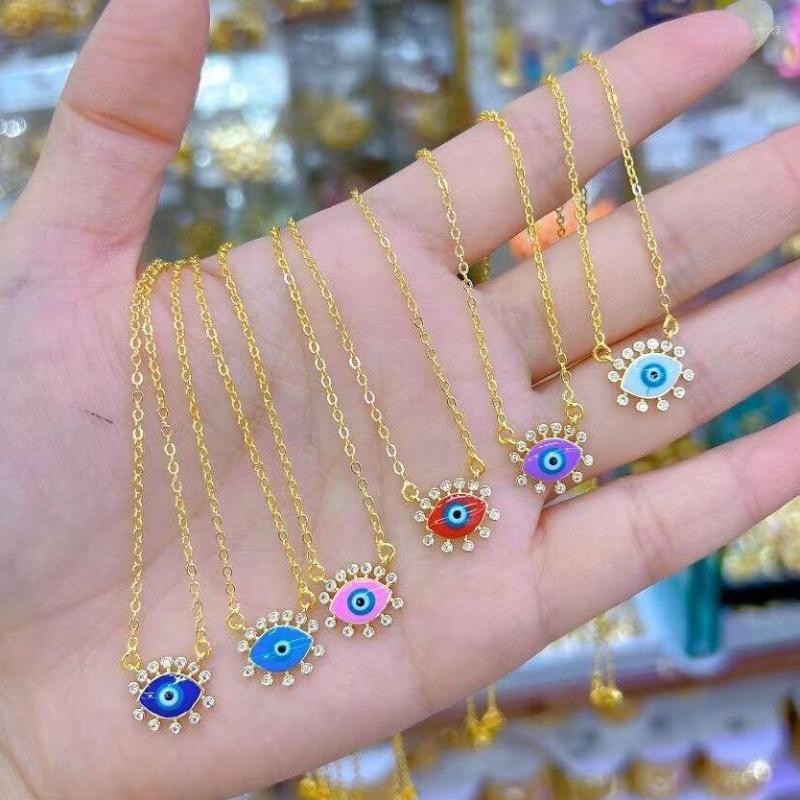 Pendant Necklaces 10Pcs Fashion Gold Plated Zircon Eyes Necklace Turkish Multicolor Enamel Women Statement Jewelry
Pendant Necklaces 10Pcs Fashion Gold Plated Zircon Eyes Necklace Turkish Multicolor Enamel Women Statement Jewelry