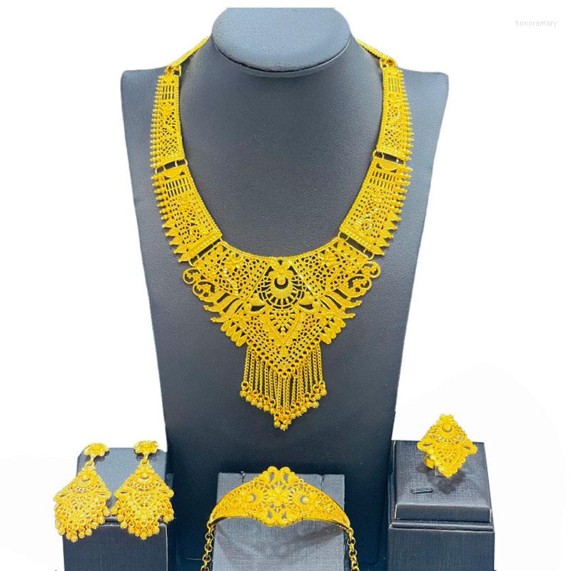 Necklace Earrings Set 24K Alloy Bridal Wedding Jewelry Ring Bracelet CHD20797, Picture shown
Necklace Earrings Set 24K Alloy Bridal Wedding Jewelry Ring Bracelet CHD20797, Picture shown