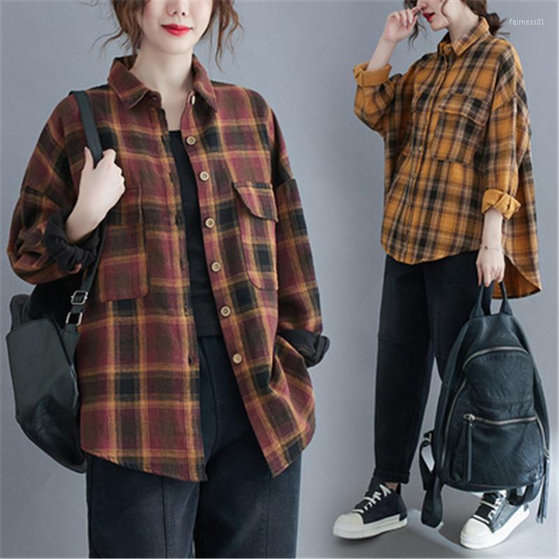 Women's Blouses 2022 Spring Fashion Plus Size Women Clothing Loose Irregular Long-Sleeved Plaid Cotton And Linen Shirt Top Trend H090, Yellow
Women's Blouses 2022 Spring Fashion Plus Size Women Clothing Loose Irregular Long-Sleeved Plaid Cotton And Linen Shirt Top Trend H090, Yellow