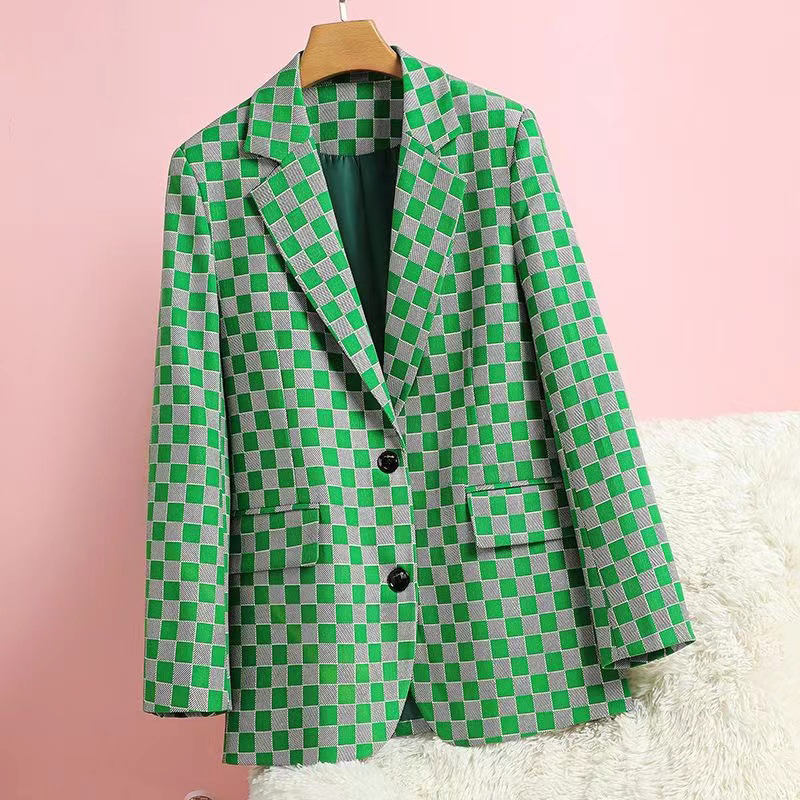 women suit designer clothes blazer Checkerboard grid series spring new released tops, Black
women suit designer clothes blazer Checkerboard grid series spring new released tops, Black