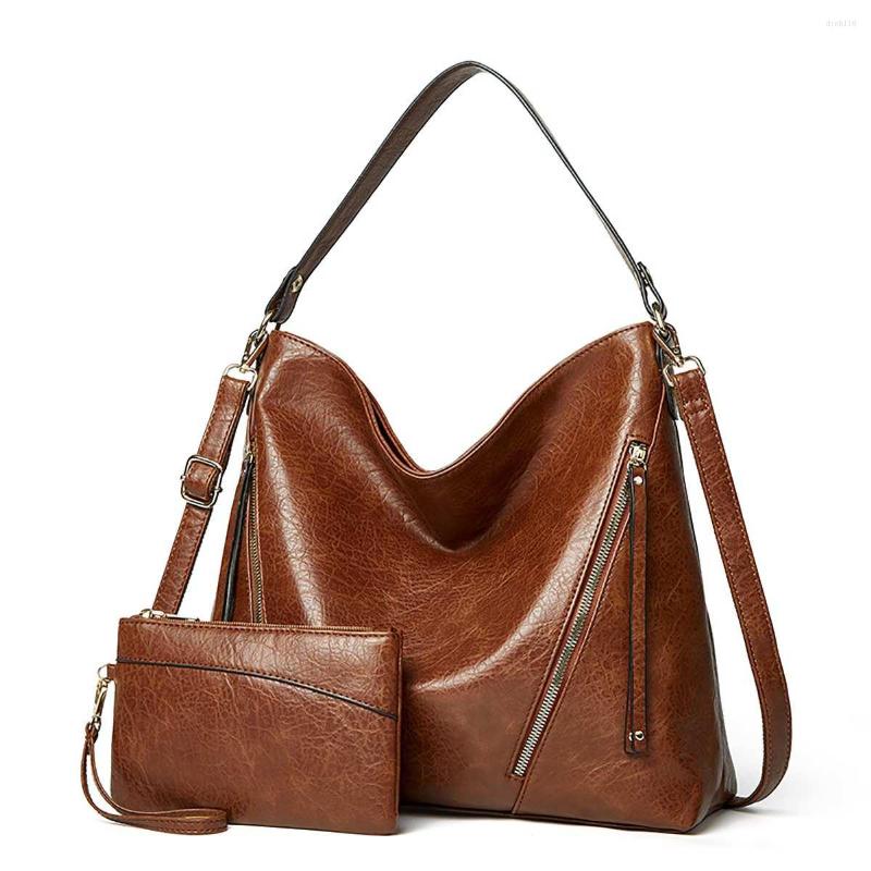 Evening Bags 2Pcs/Set Hobo For Women Oil Wax Leather Vintage Fashion Crossbody Shoulder Bag Tote Handbags Purse Set Birthday Present, Black
Evening Bags 2Pcs/Set Hobo For Women Oil Wax Leather Vintage Fashion Crossbody Shoulder Bag Tote Handbags Purse Set Birthday Present, Black