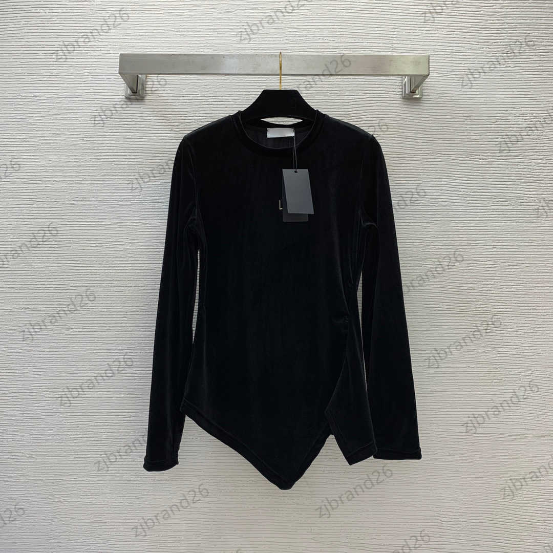 Top Womens Clothes High Grade Velvet Fabric Metal Logo Decoration Base Shirt Designer Peplum Irregular Hem Slim Tees Contracted Joker Women Clothing, 4 gray
Top Womens Clothes High Grade Velvet Fabric Metal Logo Decoration Base Shirt Designer Peplum Irregular Hem Slim Tees Contracted Joker Women Clothing, 4 gray