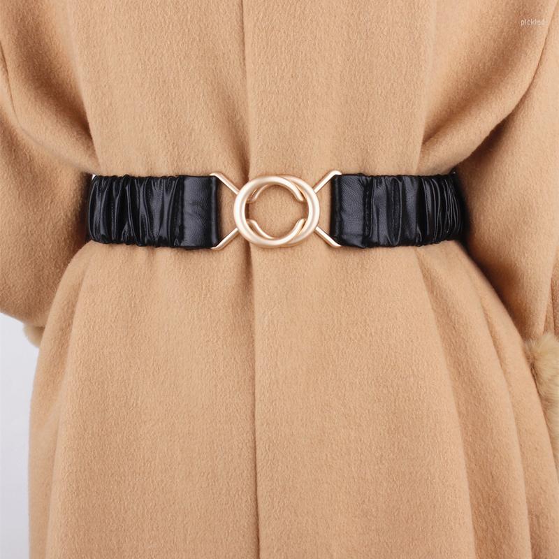 Belts Black Stretch Waist Seal For Women Leather Girdle Fashion Dress Gold Double Buckle Circle Elastic Ladies Straps
Belts Black Stretch Waist Seal For Women Leather Girdle Fashion Dress Gold Double Buckle Circle Elastic Ladies Straps